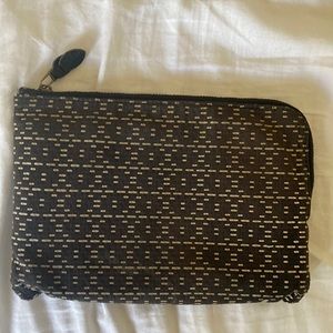 Madewell zipper pouch black leather coin card case clutch USED